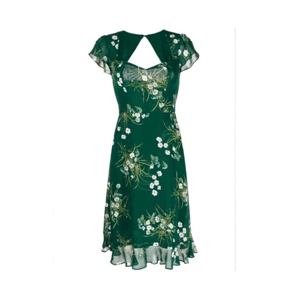 NEW Reformation Rosi Dress Buena Green multi Size 8 #2908 - Picture 3 of 10